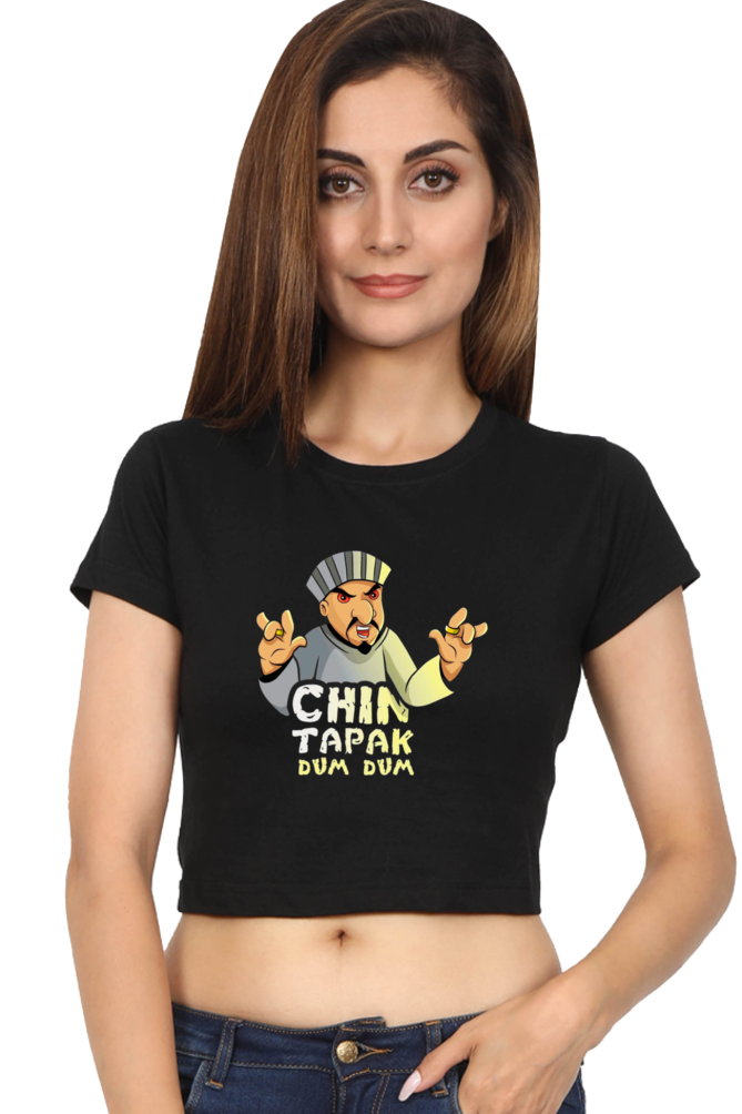 (Black) Premium Quality Chin Tapak Dum Dum Crop Top