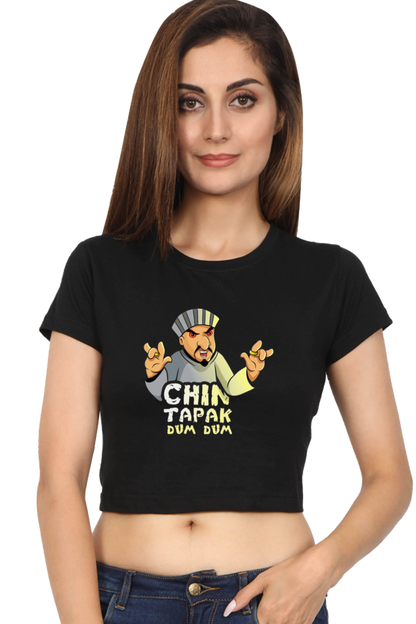 (Black) Premium Quality Chin Tapak Dum Dum Crop Top