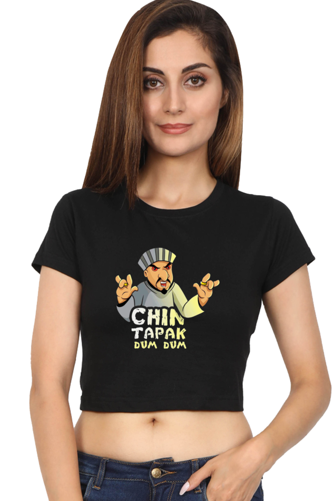 (Black) Premium Quality Chin Tapak Dum Dum Crop Top