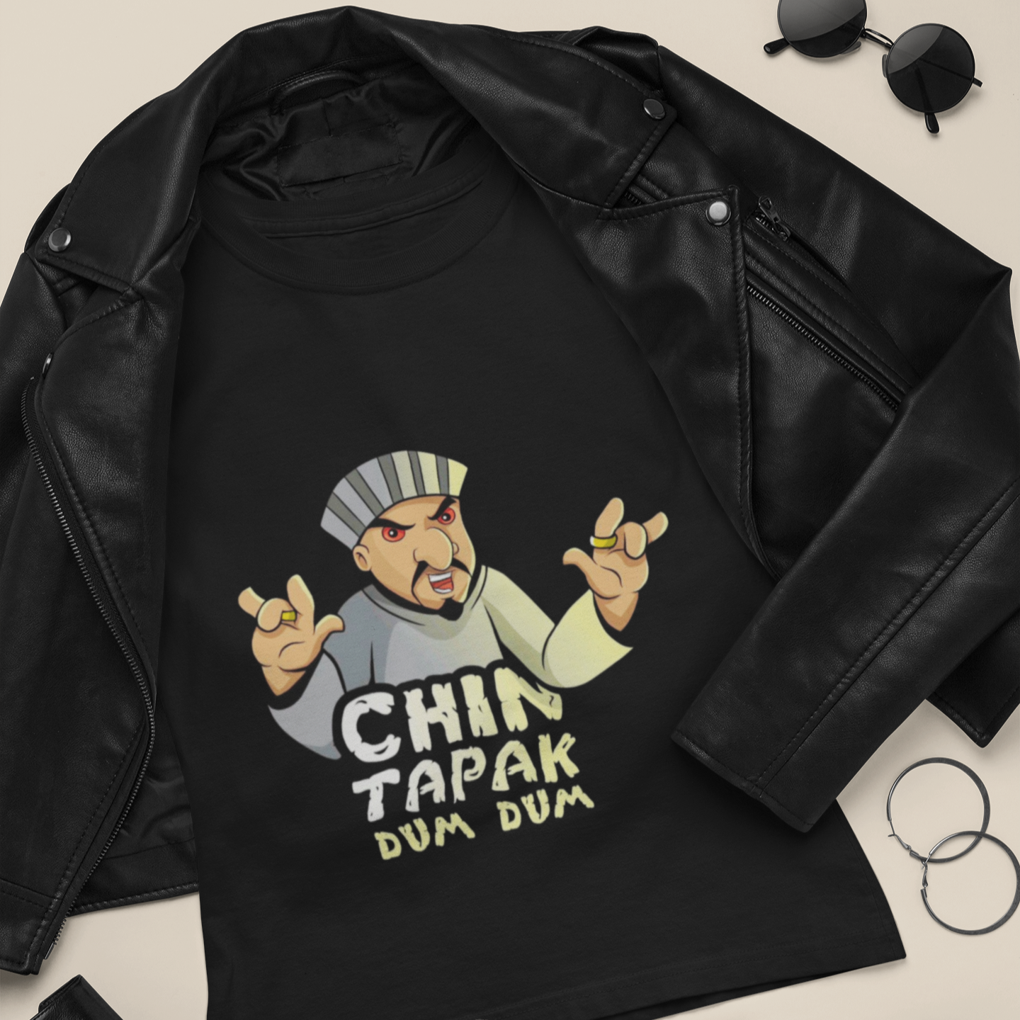 (Black) Premium Quality Chin Tapak Dum Dum T-Shirt